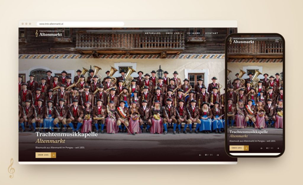 Die neue Website der TMK Altenmarkt am Computer und am Handy